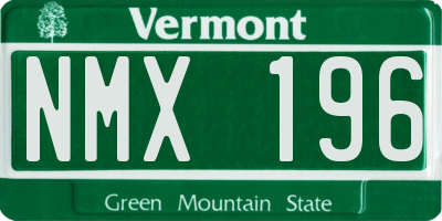 VT license plate NMX196