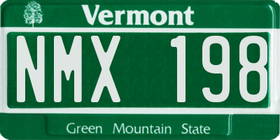 VT license plate NMX198