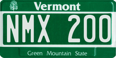VT license plate NMX200