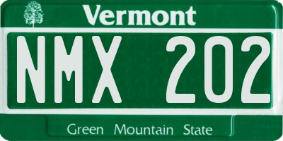VT license plate NMX202