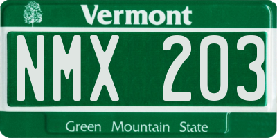 VT license plate NMX203