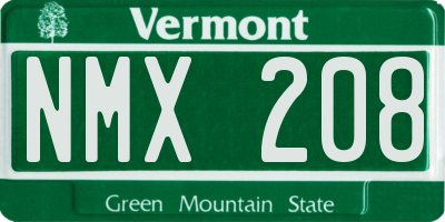 VT license plate NMX208
