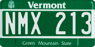 VT license plate NMX213