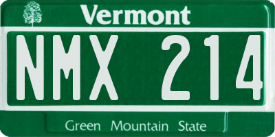 VT license plate NMX214