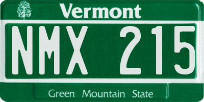 VT license plate NMX215