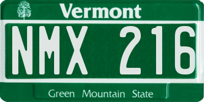 VT license plate NMX216