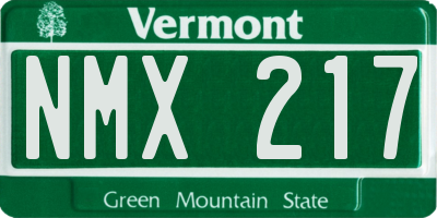 VT license plate NMX217