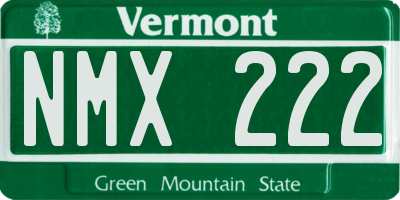 VT license plate NMX222