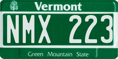 VT license plate NMX223