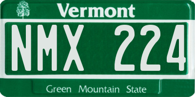 VT license plate NMX224