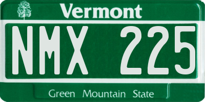 VT license plate NMX225