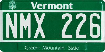 VT license plate NMX226