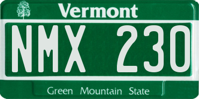 VT license plate NMX230