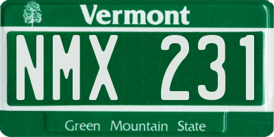 VT license plate NMX231