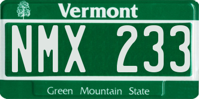 VT license plate NMX233