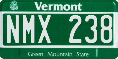 VT license plate NMX238