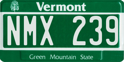VT license plate NMX239