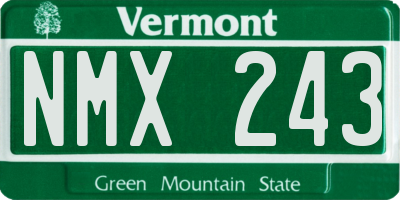 VT license plate NMX243