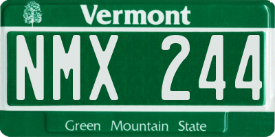 VT license plate NMX244