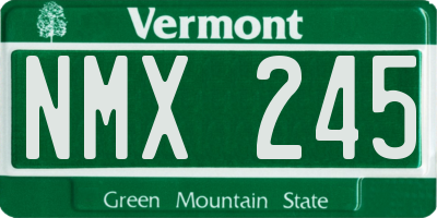 VT license plate NMX245
