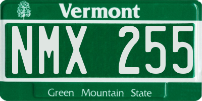 VT license plate NMX255