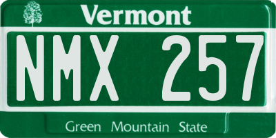 VT license plate NMX257