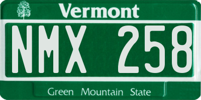 VT license plate NMX258