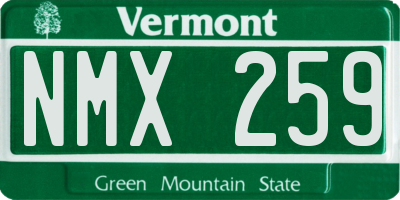 VT license plate NMX259