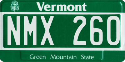 VT license plate NMX260