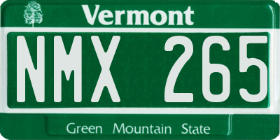 VT license plate NMX265