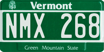 VT license plate NMX268