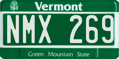 VT license plate NMX269
