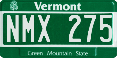 VT license plate NMX275