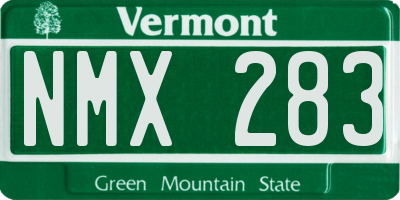 VT license plate NMX283