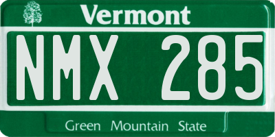 VT license plate NMX285