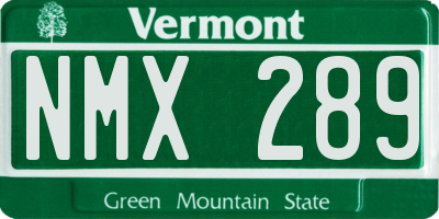 VT license plate NMX289