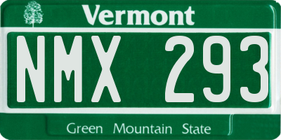 VT license plate NMX293