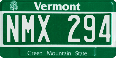VT license plate NMX294