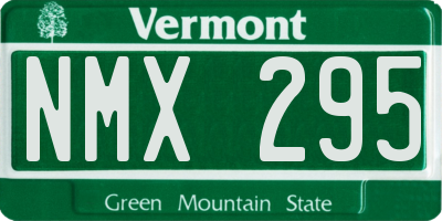 VT license plate NMX295