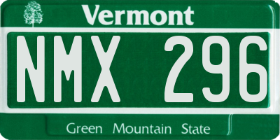 VT license plate NMX296