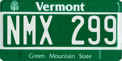 VT license plate NMX299