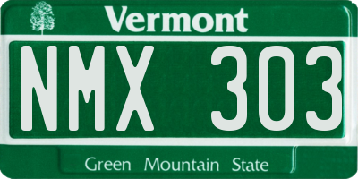 VT license plate NMX303