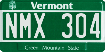VT license plate NMX304