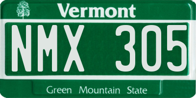 VT license plate NMX305