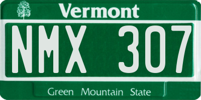 VT license plate NMX307