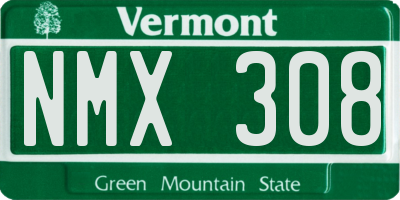 VT license plate NMX308