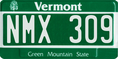 VT license plate NMX309