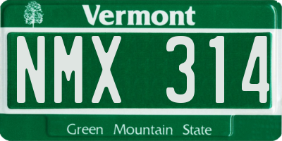 VT license plate NMX314