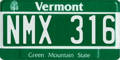 VT license plate NMX316