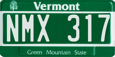 VT license plate NMX317